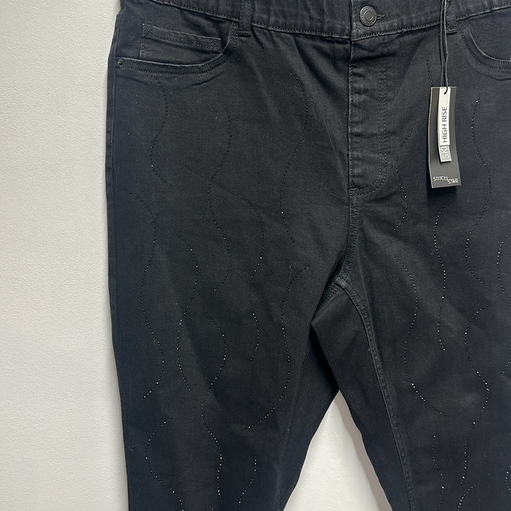 Womens black pants with bedazzled detail